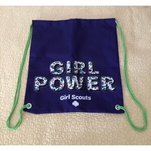 Girl Scouts Girl Power Black‎ & Purple Drawstring Backpack Tote Bag NEW Canvas